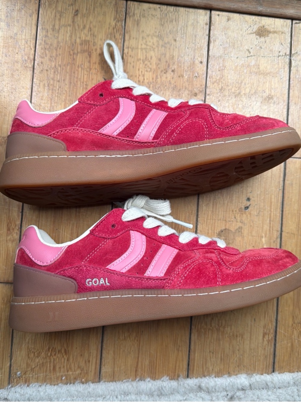 Coolway Women's Pink and Red Suede Sneakers